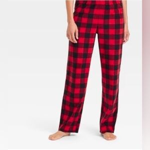Wondershop Women's Buffalo Check Microfleece Holiday Pajama Pants Red 